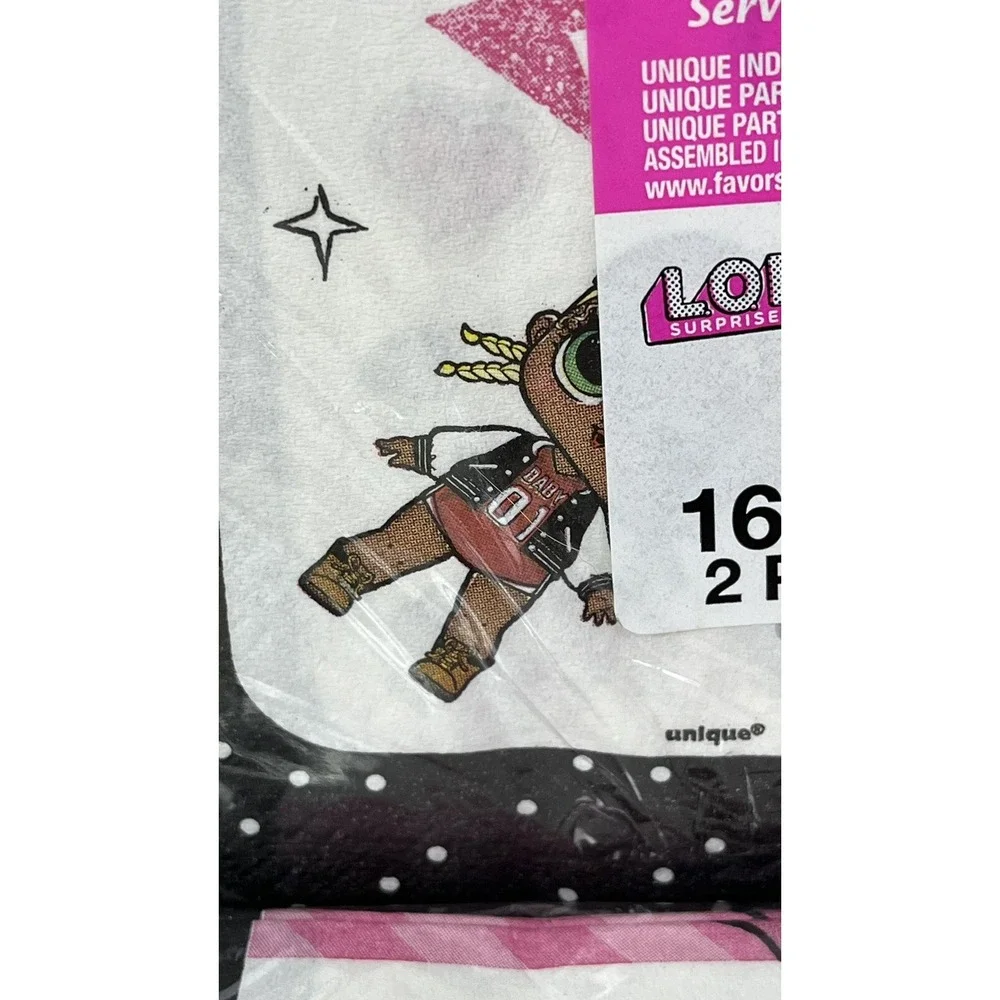 LOL Dolls Birthday Party Napkins Set Of 2 Large 16 COUNT 2 Ply NEW Sealed Pink